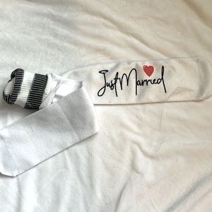 Knee high socks just married print socks miss to mrs